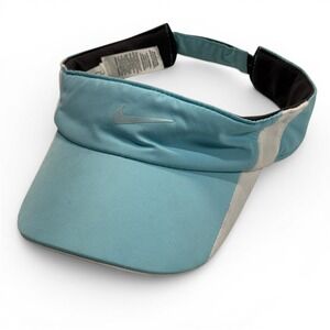 Nike Featherlight Golf Pickleball Visor Light Blue Adjustable Sun Hat 256875